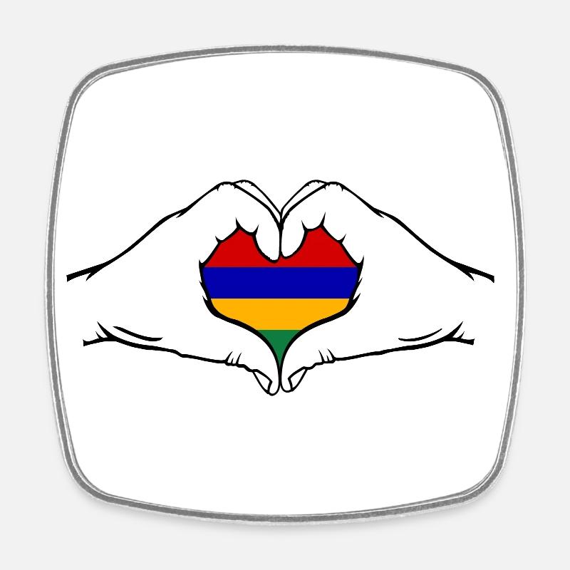 Drapeau de l’île Maurice Aiguilles en forme de coeur - Magnet carré - blanc
