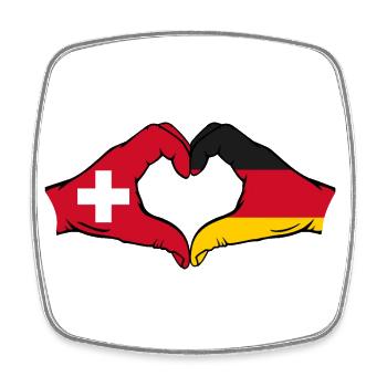 Suisse Allemagne Drapeau Mains Coeur Forme - Magnet carré - blanc - Devant