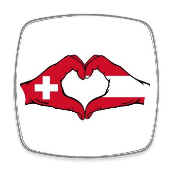 Suisse Autriche Drapeau Aiguilles Forme Coeur - Magnet carré - blanc - Devant
