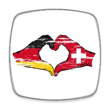 Germany Switzerland Flag Hands Heart Shape used - Square fridge magnet - white - Front