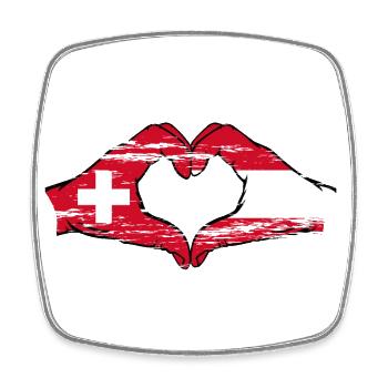 Switzerland Austria Flag Hands Heart shape used - Square fridge magnet - white - Front