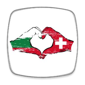 Bulgarien Schweiz Flagge Hände Herzform used - Viereckiger Kühlschrankmagnet - Weiß - Vorne
