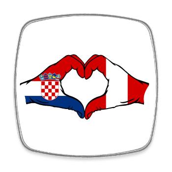 Kroatien Peru Flagge Hände Herzform - Viereckiger Kühlschrankmagnet - Weiß - Vorne