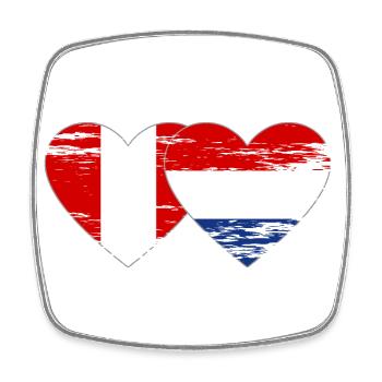 Pérou Hollande drapeau coeur utilisé - Magnet carré - blanc - Devant