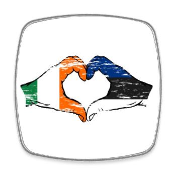 Irland Estland Flagge Hände Herzform used - Viereckiger Kühlschrankmagnet - Weiß - Vorne