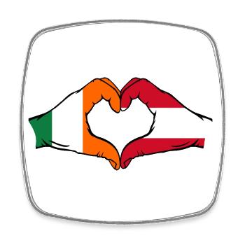 Irland Österreich Flagge Hände Herzform - Viereckiger Kühlschrankmagnet - Weiß - Vorne