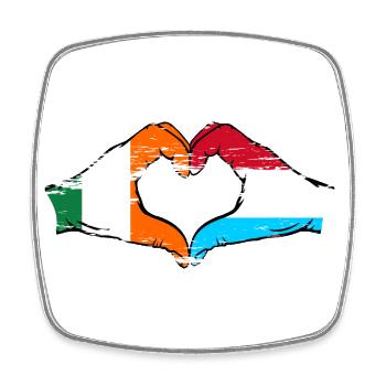 Irlande Luxembourg Drapeau Mains Coeur Forme Utilisé - Magnet carré - blanc - Devant
