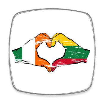 Ireland Lithuania Flag Hands Heart Shape Used - Square fridge magnet - white - Front