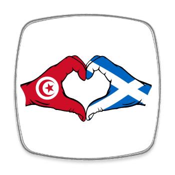 Tunisie Ecosse Drapeau Mains Forme Coeur - Magnet carré - blanc - Devant