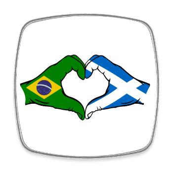 Brazil Scotland Flag Hands Heart Shape - Square fridge magnet - white - Front