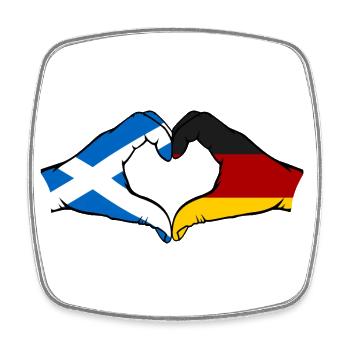 Scotland Germany Flag Hands Heart Shape - Square fridge magnet - white - Front