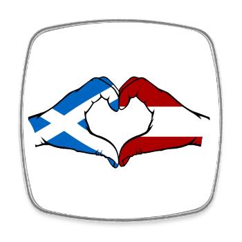Scotland Austria Flag Hands Heart Shape - Square fridge magnet - white - Front