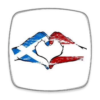 Scotland Austria Flag Hands Heart Shape Used - Square fridge magnet - white - Front