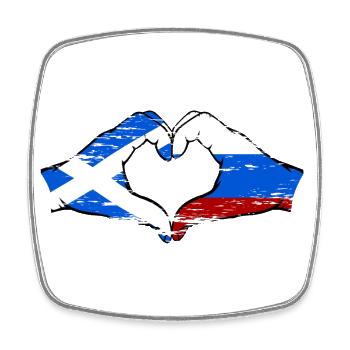 Ecosse Russie Drapeau Mains Coeur Forme D’occasion - Magnet carré - blanc - Devant