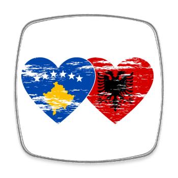 Kosovo Albanie drapeau coeur utilisé - Magnet carré - blanc - Devant