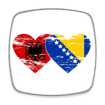 Albanie Bosnie Drapeau Coeur - Magnet carré - blanc - Devant