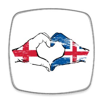 England Iceland flag hands heart shape used - Square fridge magnet - white - Front