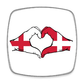 England Denmark Flag Hands Heart Shape - Square fridge magnet - white - Front
