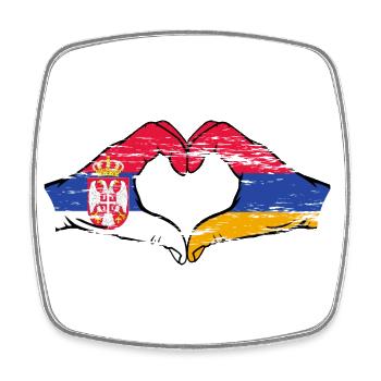 Serbie Arménie Drapeau Mains Coeur Forme Utilisé - Magnet carré - blanc - Devant