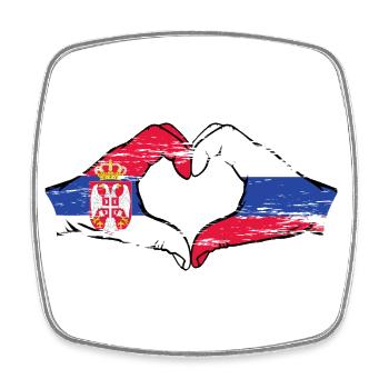 Serbie Russie Drapeau Mains Coeur Forme Utilisé - Magnet carré - blanc - Devant