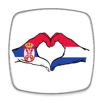 Serbie Hollande Drapeau Mains Coeur - Magnet carré - blanc - Devant