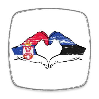 Serbie Estonie Drapeau Mains Coeur Forme Utilisé - Magnet carré - blanc - Devant