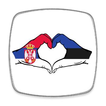 Serbie Estonie Drapeau Mains Coeur Forme - Magnet carré - blanc - Devant