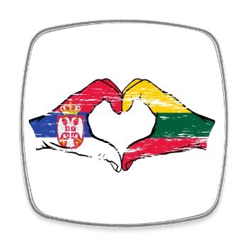 Serbie Lituanie drapeau mains forme coeur utilisé - Magnet carré - blanc - Devant