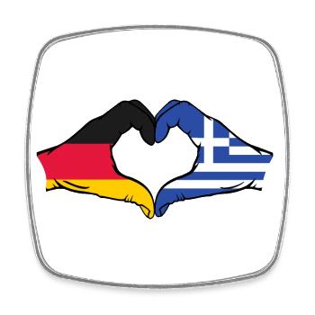 Germany Greece Flag Hands Heart Shape - Square fridge magnet - white - Front