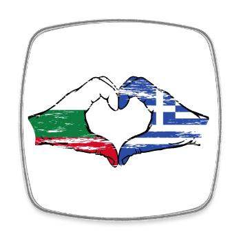 Bulgarien Griechenland Flagge Hände Herzform used - Viereckiger Kühlschrankmagnet - Weiß - Vorne