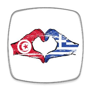Tunisie Grèce drapeau mains forme coeur utilisé - Magnet carré - blanc - Devant