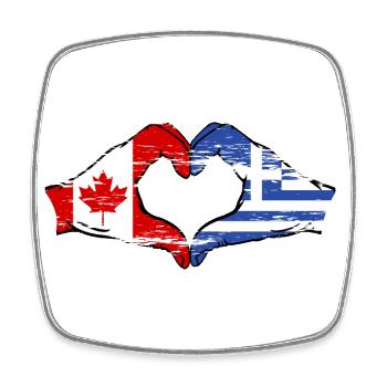 Canada Grèce drapeau mains coeur forme utilisé - Magnet carré - blanc - Devant