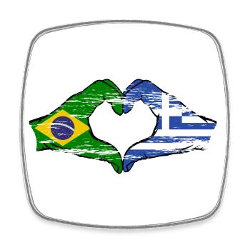 Brasilien Griechenland Flagge Hände Herzform used - Viereckiger Kühlschrankmagnet - Weiß - Vorne