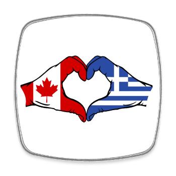 Canada Greece Flag Hands Heart Shape - Square fridge magnet - white - Front