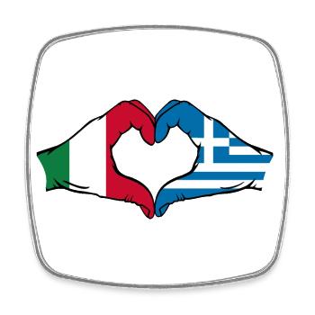 Italy Greece Flag Hands Heart Shape - Square fridge magnet - white - Front