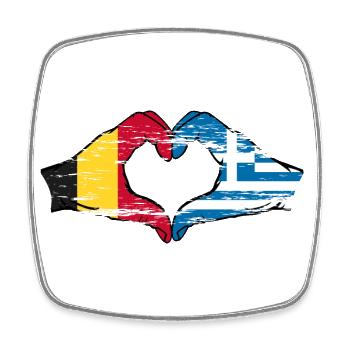 Belgien Griechenland Flagge Hände Herzform used - Viereckiger Kühlschrankmagnet - Weiß - Vorne