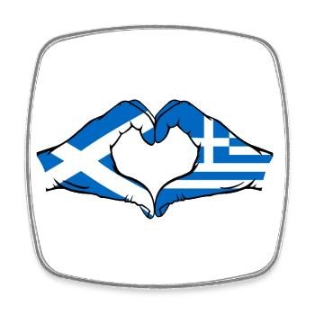 Scotland Greece Flag Hands Heart Shape - Square fridge magnet - white - Front