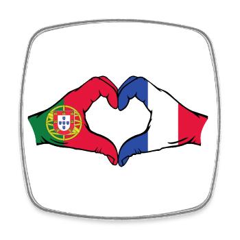 Portugal France Drapeau Mains Coeur Forme - Magnet carré - blanc - Devant