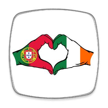 Portugal Irland Flagge Hände Herzform - Viereckiger Kühlschrankmagnet - Weiß - Vorne