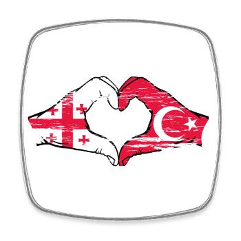 Géorgie Turquie Drapeau Mains Coeur Forme Utilisé - Magnet carré - blanc - Devant