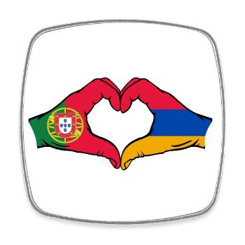 Portugal Armenien Flagge Hände Herzform - Viereckiger Kühlschrankmagnet - Weiß - Vorne