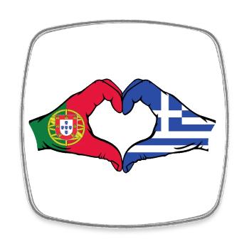 Portugal Greece Flag Hands Heart Shape - Square fridge magnet - white - Front
