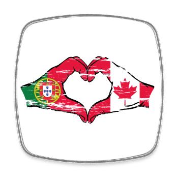 Portugal Canada Drapeau Mains Coeur Forme Utilisé - Magnet carré - blanc - Devant