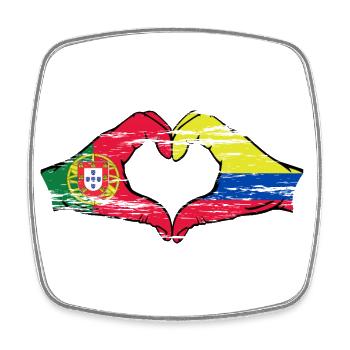 Portugal Colombie Drapeau Mains Coeur Forme Utilisé - Magnet carré - blanc - Devant