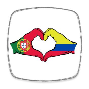 Portugal Kolumbien Flagge Hände Herzform - Viereckiger Kühlschrankmagnet - Weiß - Vorne