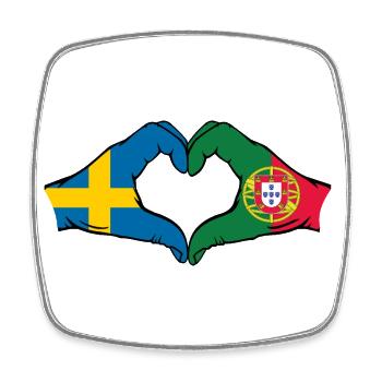 Sweden Portugal Flag Hands Heart Shape - Square fridge magnet - white - Front