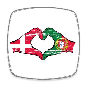 Danemark Portugal drapeau mains forme de coeur utilisé - Magnet carré - blanc - Devant