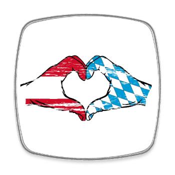 Austria Bavaria Flag Hands Heart Shape Used - Square fridge magnet - white - Front