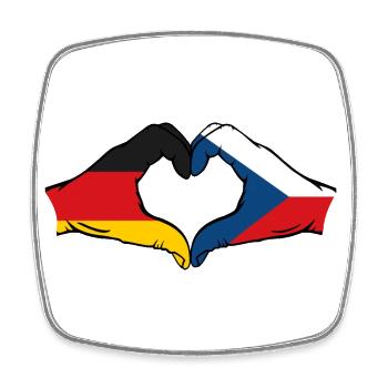 Germany Czech Republic Flag Hands Heart Shape - Square fridge magnet - white - Front