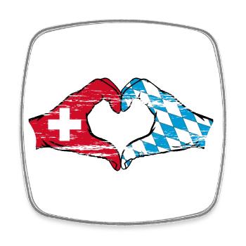 Switzerland Bavaria Flag Hands Heart Shape Used - Square fridge magnet - white - Front